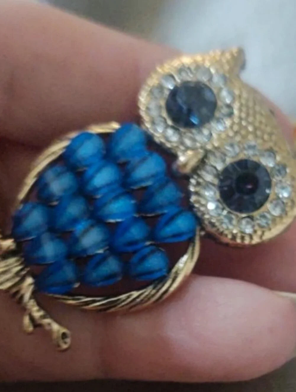 Blue Owl Brooch Pin